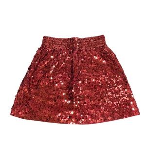 NWOT Garnet Hill Deep Red Sequin Lined Pull-On Stretch A-Line Skirt Size XS